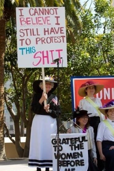 Meanwhile, at a women's equality demonstration, possibly the best pro