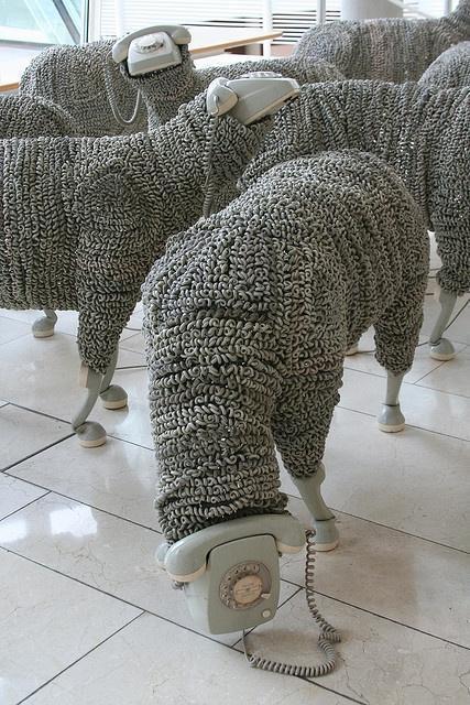 Jean Luc Cornec, Telephone Sheep,Telephone Cable and Old Handsets, Scu