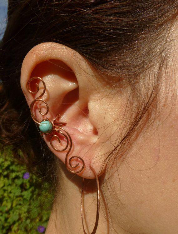 Ear Cuff , Copper & Turquoise