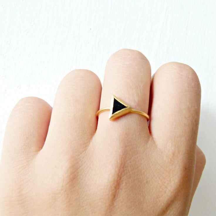 Triangle Ring with Black Onyx Stone