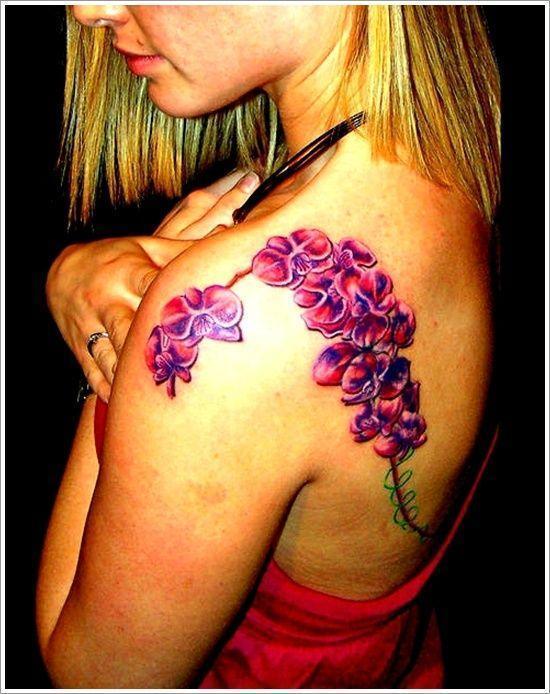 Beautiful Orchid Tattoo Design For Girl