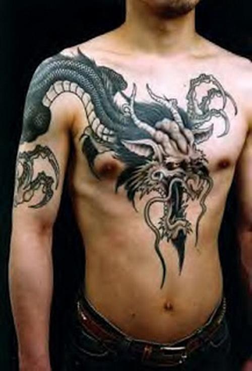 Real Dragon Shoulder Tattoo for  Men