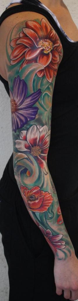 Flower sleeve tattoo