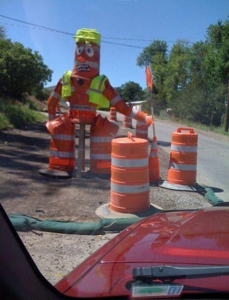 This is why road construction takes soooooo long. One guy does all of 