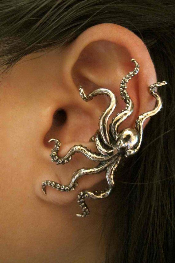 Bronze Octopus Ear Cuff