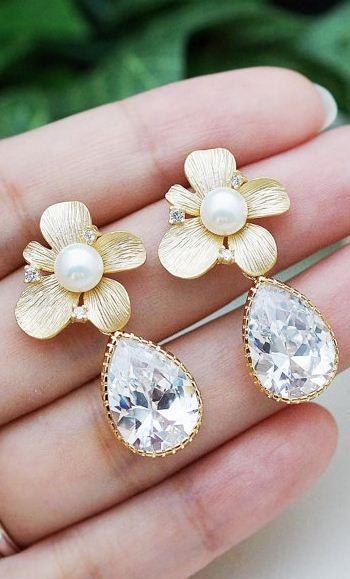 Wedding Jewelry Bridal Earrings Bridesmaid Earrings flower ear posts w