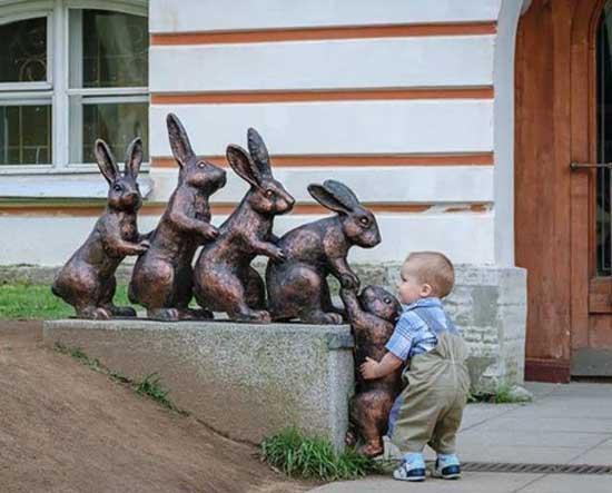 FUNNY CUTE BOY TAKE RABBIT IMAGES PICTURE PHOTO