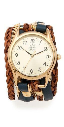 Leather & Chain Wrap Watch