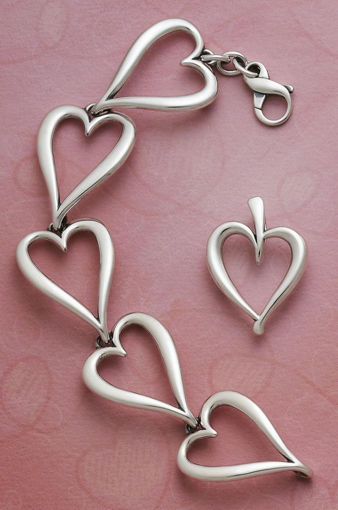 Bracelet of Hearts and Leaf Heart Pendant