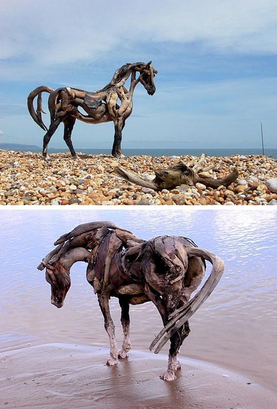 Driftwood Horse Sculptures