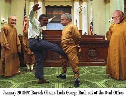 Obama kick George Bush