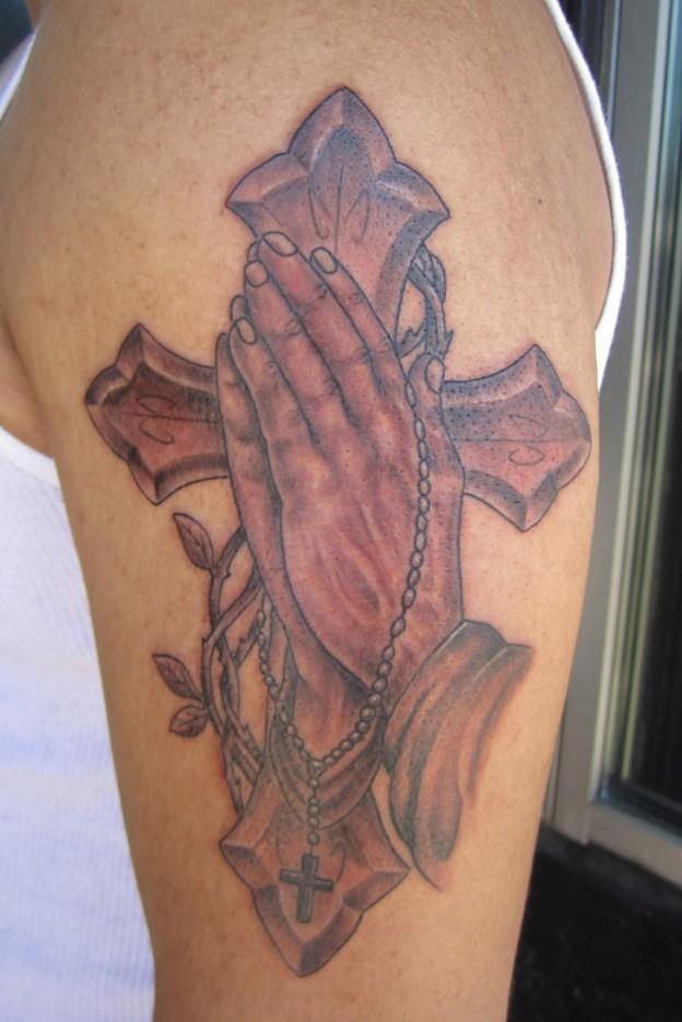 Cross With Rosary Tattoos